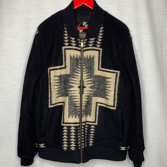Pendleton Other - PENDLETON WOOL BLACK & CREAM TRIBAL JACKET LARGE